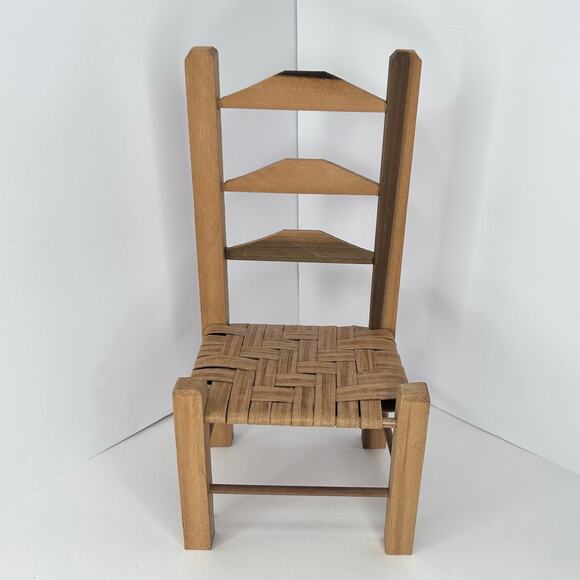 12" Wood Woven Seat Chair Toy Stuffed Animal Doll Friends Upright 3 Bears Chair - Picture 1 of 5